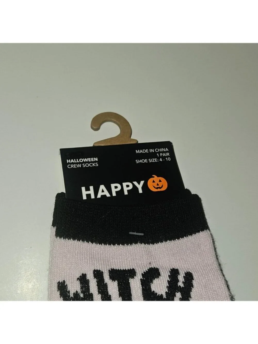 NEW Witch Craft Halloween Crew Socks Pink Black Bats Women's Shoe Size 4-10